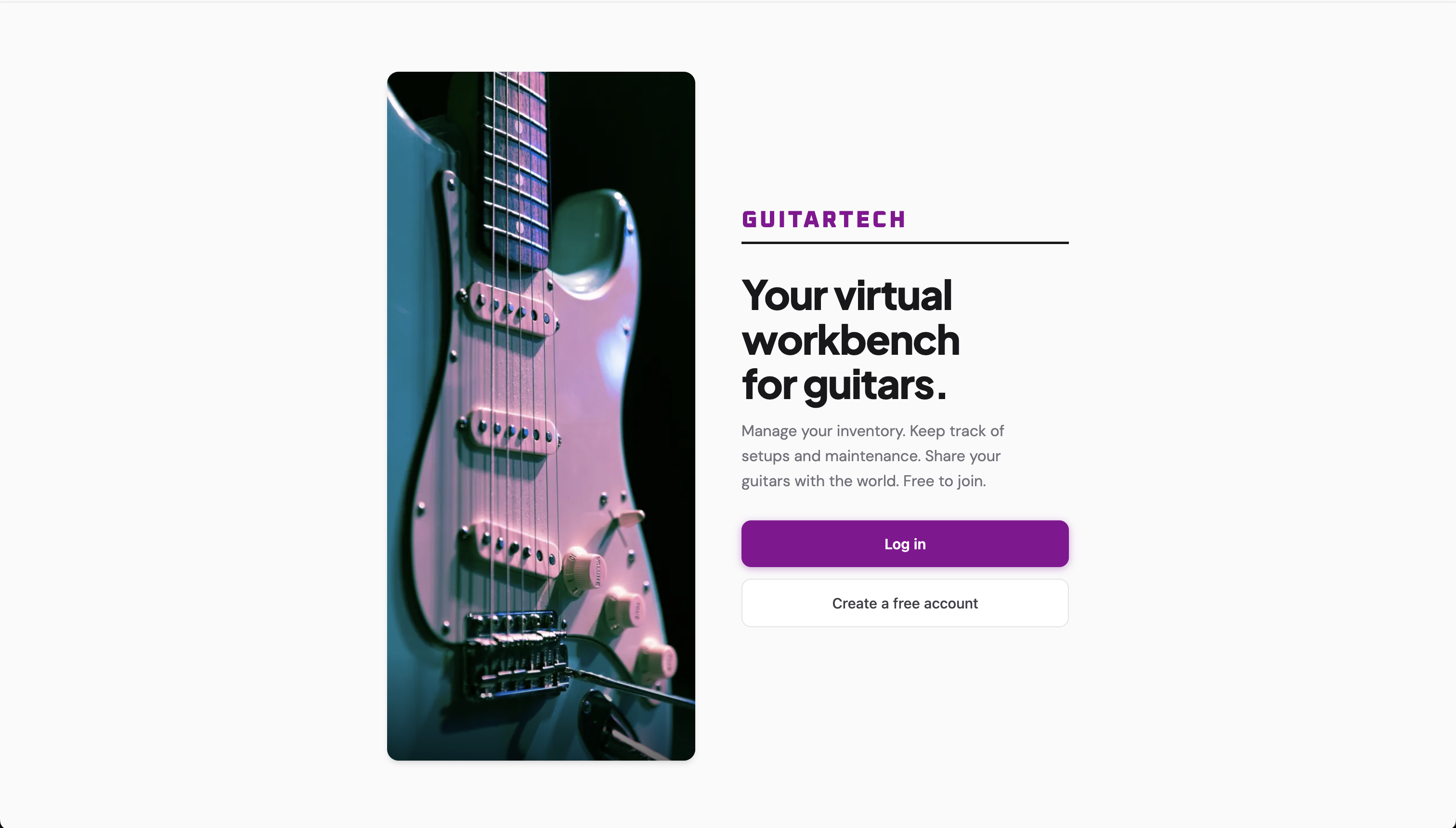 Screenshot of the GuitarTech web app